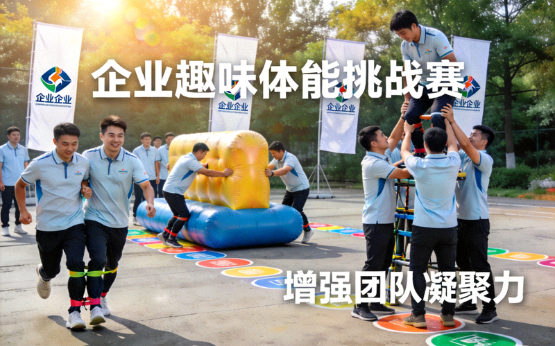 企业团队协作进行趣味体能挑战赛，增强团队凝聚力